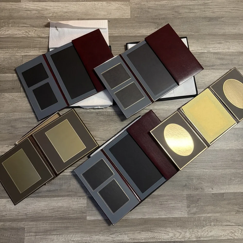 Lot Of 5 Vintage In Box Art Leather Folio For Photo Display Very Nice Multicolor